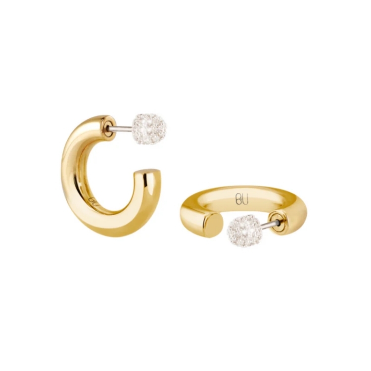 法國 Bangle Up mini AN O 環形小耳環 鋯石 金