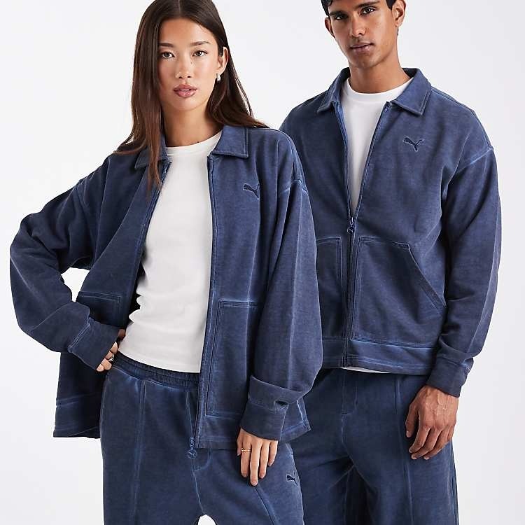 PUMA 外套 流行系列 WASHED 深藍 仿舊 中性 63527480