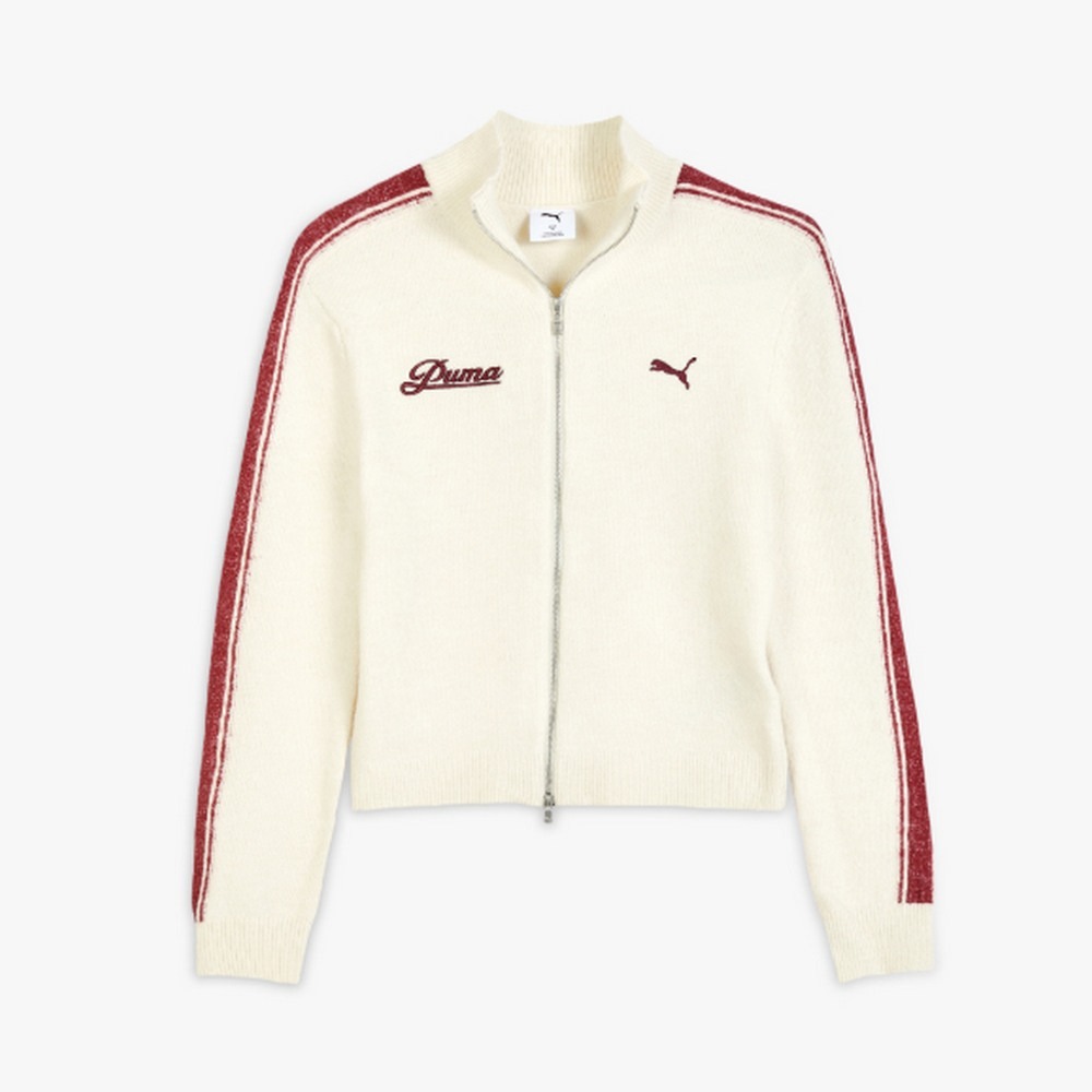 PUMA 外套 流行系列 RETRO TAPE 米白 立領 合身 針織外套 女 63571987