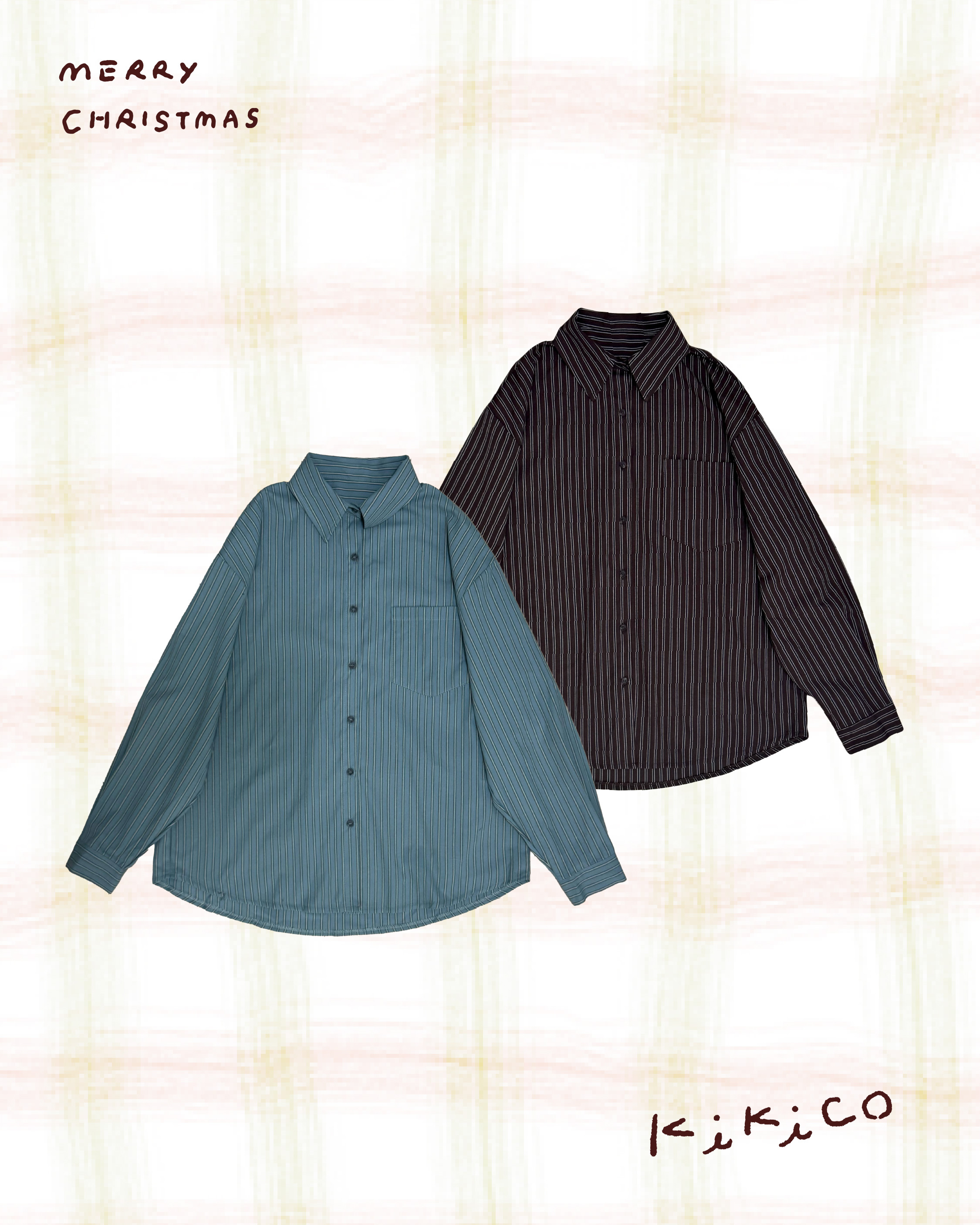 11.cg 質感尖領直條紋口袋恤衫