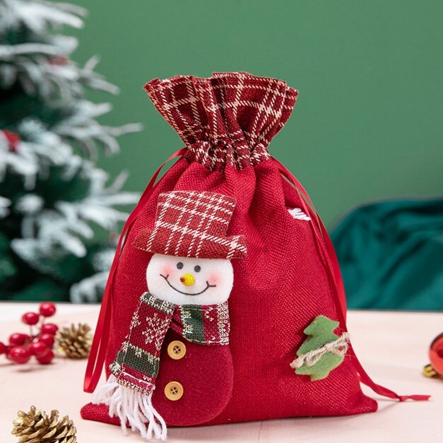 《6437》聖誕絨布禮品束口袋