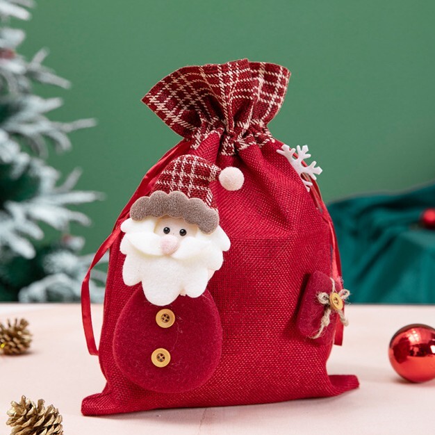 《6437》聖誕絨布禮品束口袋