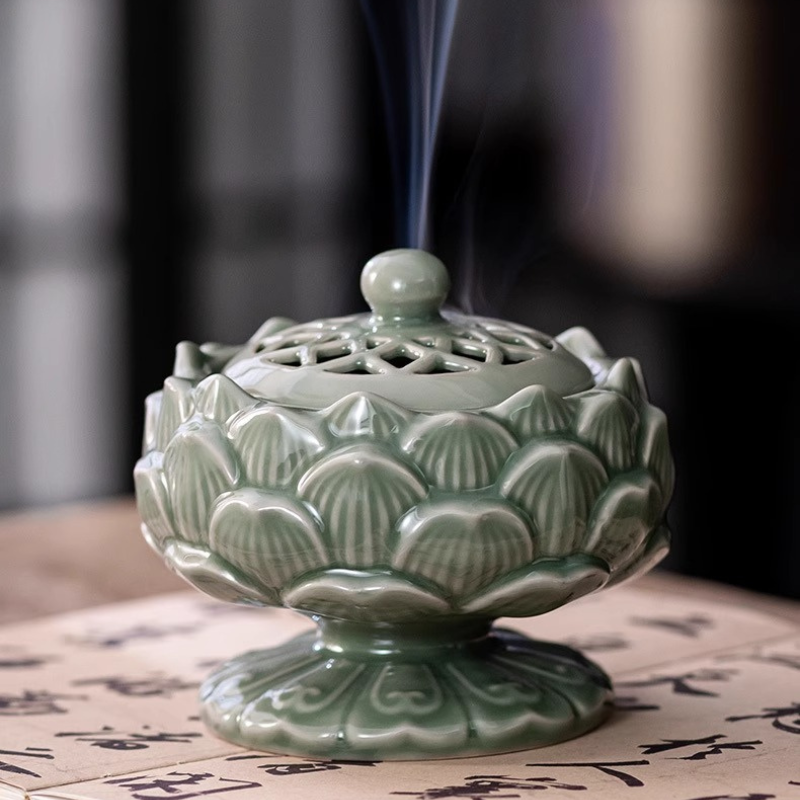 高腳蓮花盤香爐