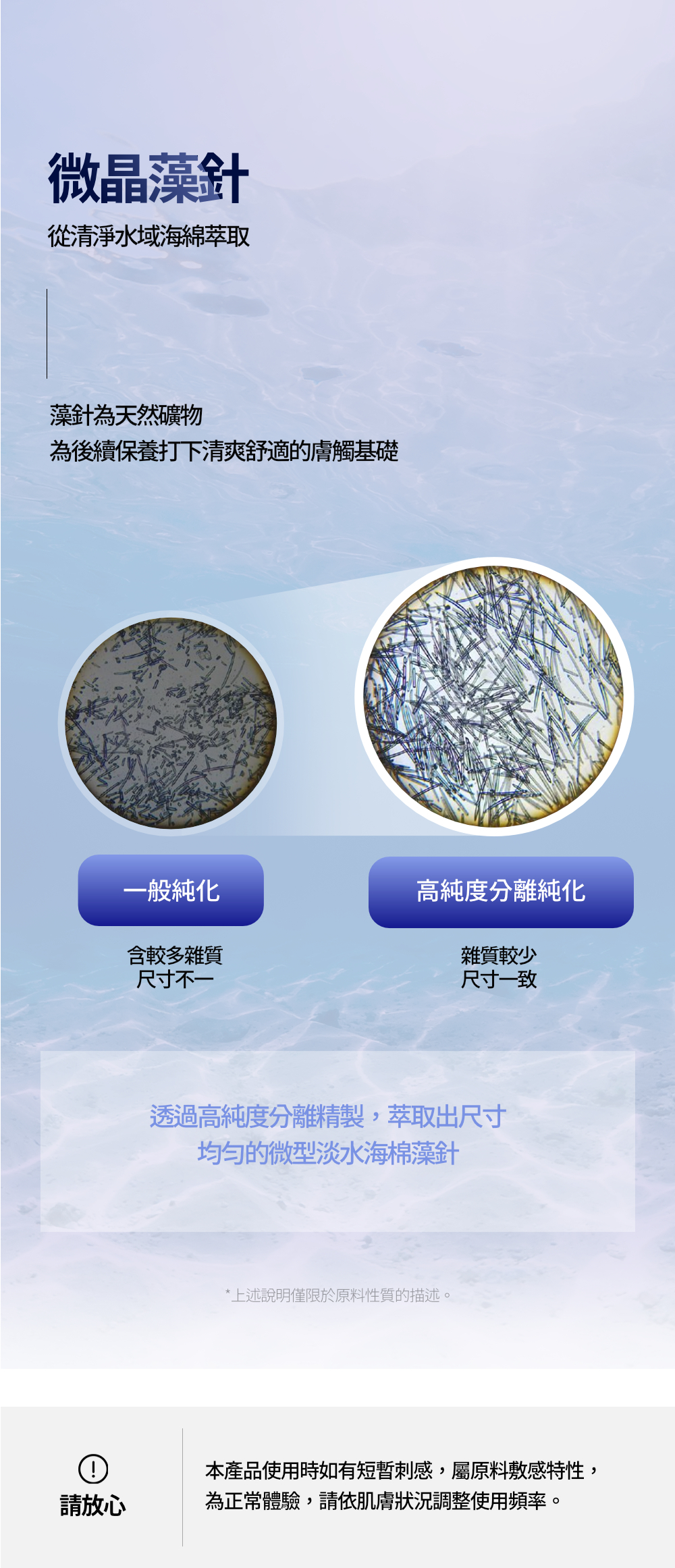 不同純化方式萃取藻針差異比較圖