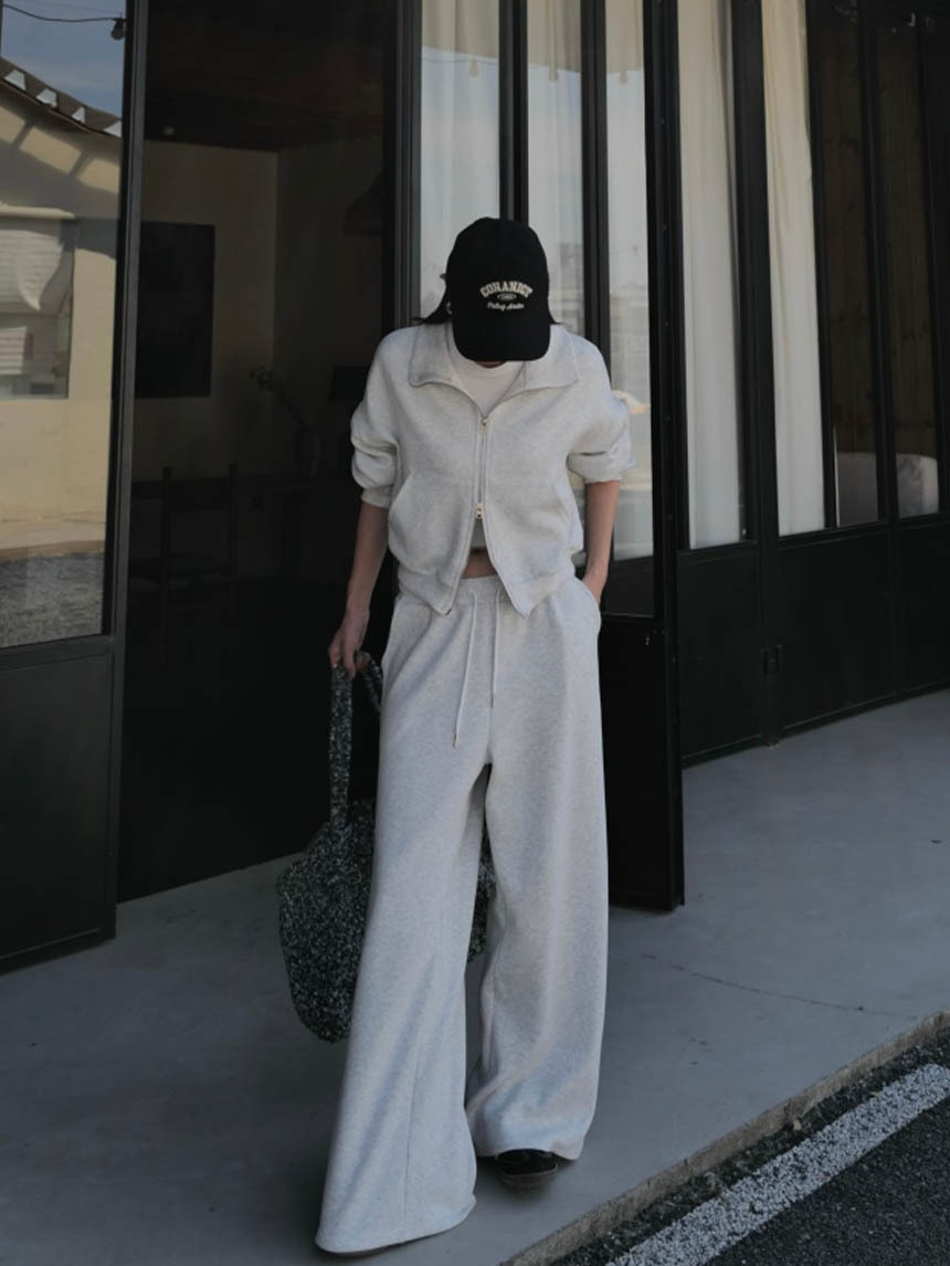 短絨立領雙頭拉鏈運動套裝*3色