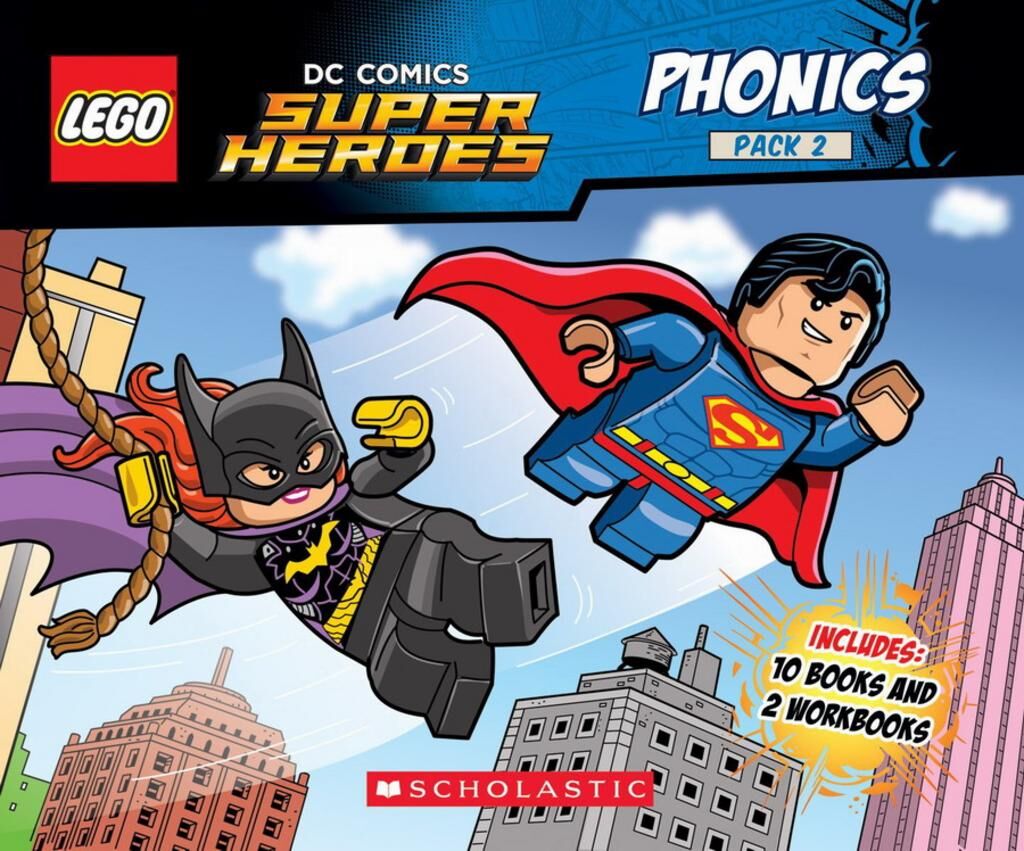 Lego DC Comics Super Heroes Phonics Pack 2 ,10 Books with 2 Workbooks