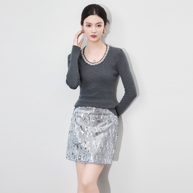 小香層次亮片短裙 銀灰