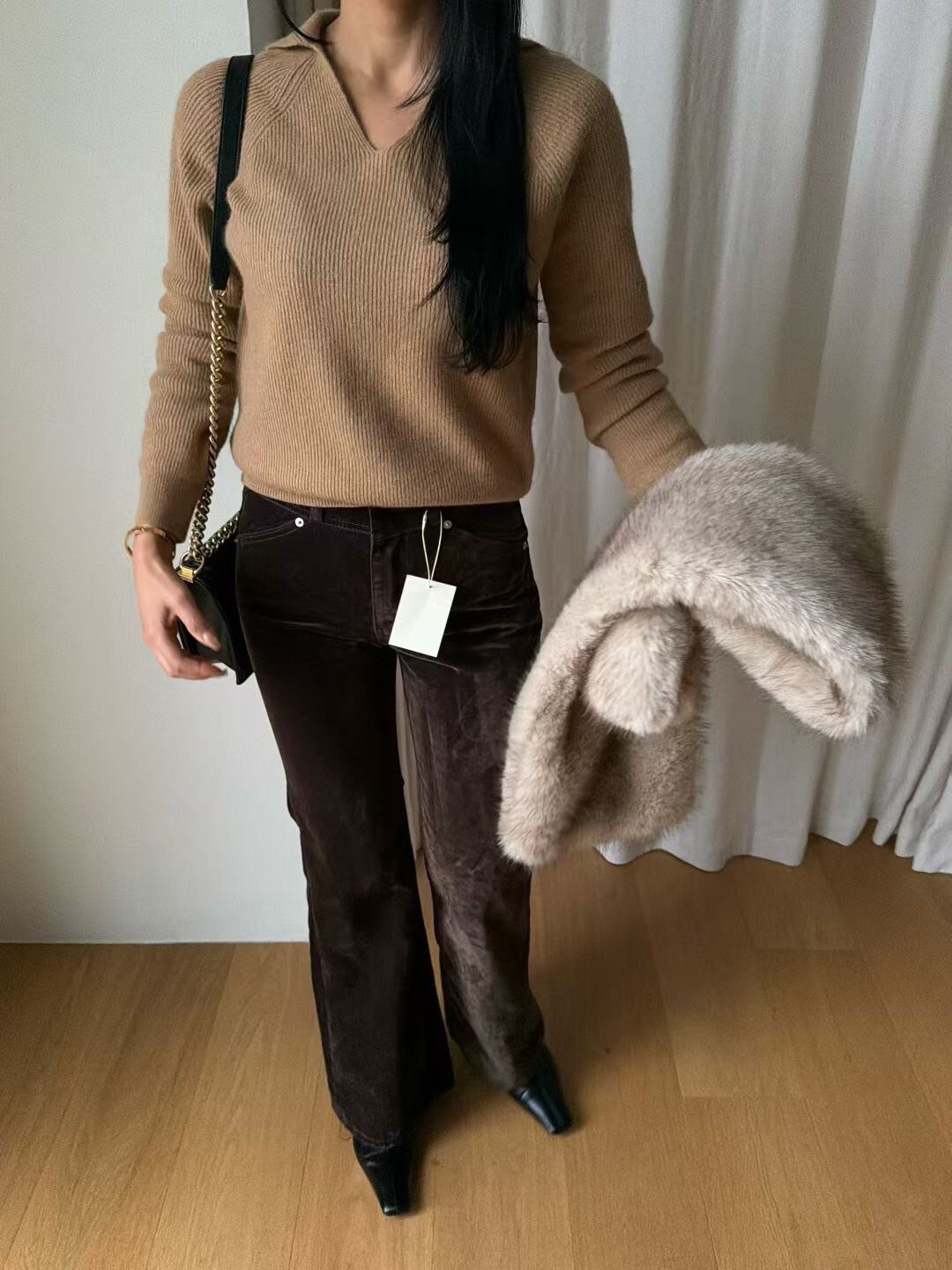 V字翻領造型百搭螺紋長袖上衣 / 3色