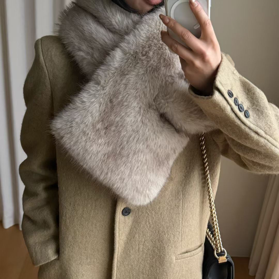 溫暖氣息皮草毛絨絨圍巾