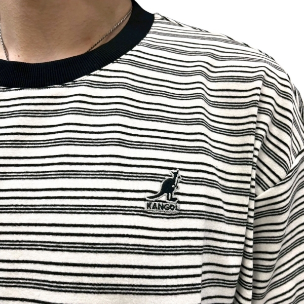 KANGOL 短T 白色 經典 條紋 寬鬆 短袖 中性 6525102400