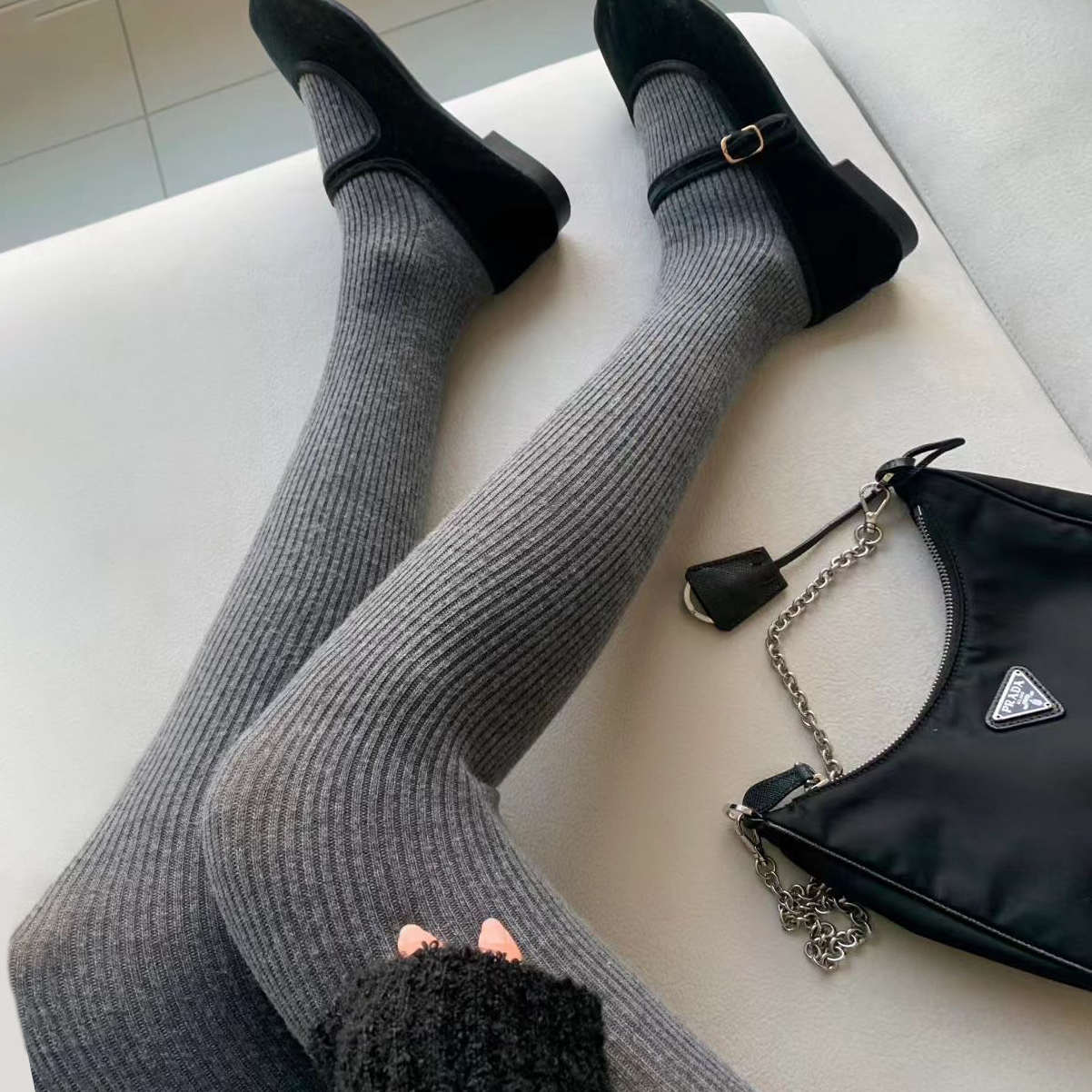 秋冬百搭色系溫暖螺紋褲襪 / 3色