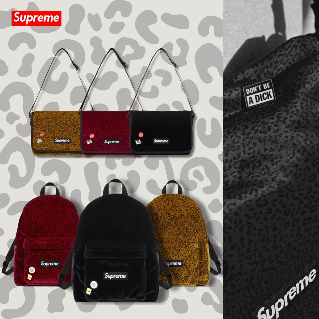 Supreme 25FW VELVET  BAG 豹紋 天鵝絨 絲絨 郵差包 側背包 後背包