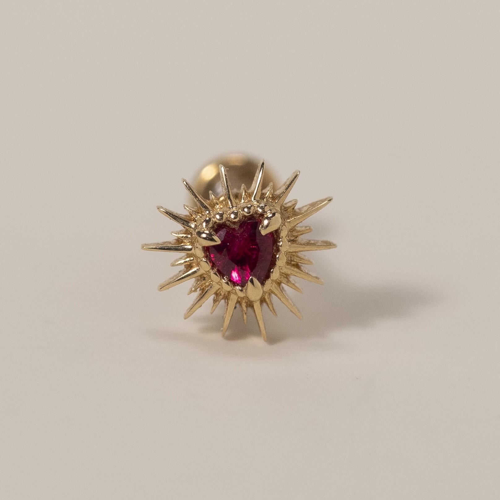 18K Ruby Single pc Earring