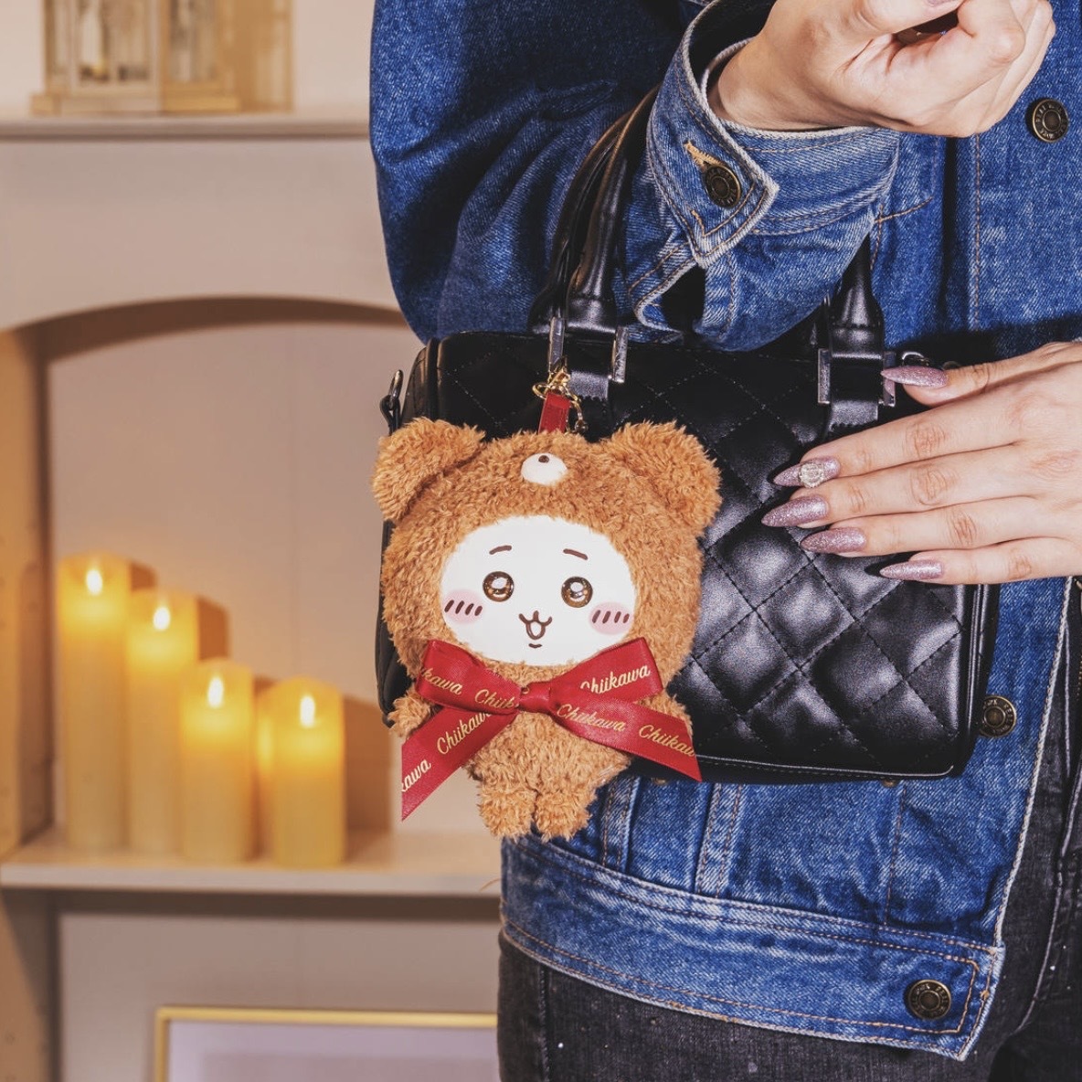 CHIIKAWA KIRAMEKKO 泰迪熊 搪膠臉 毛絨吊飾 蝴蝶結 指定款