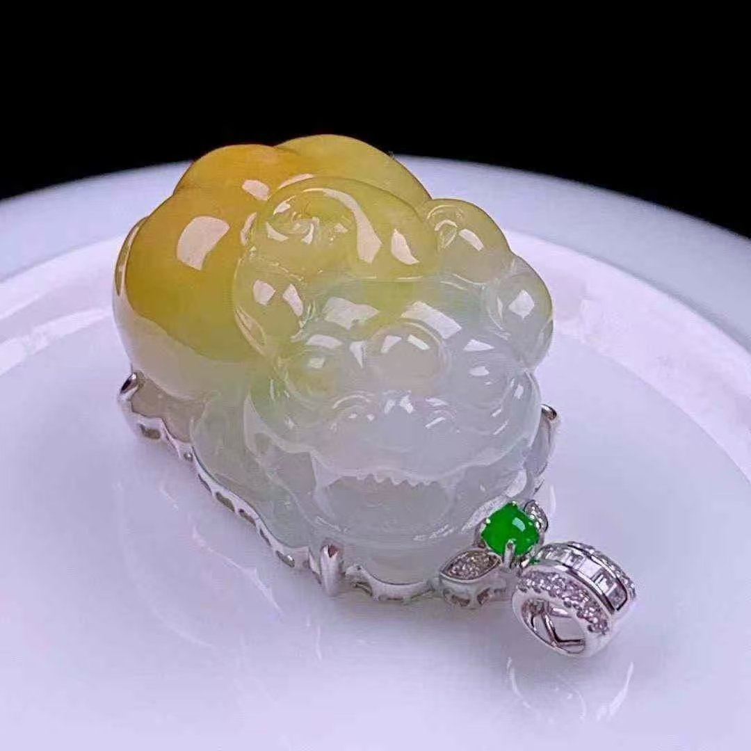 翡翠冰黃貔貅,天然翡翠A玉, 緬甸玉, Jade, Jadeite