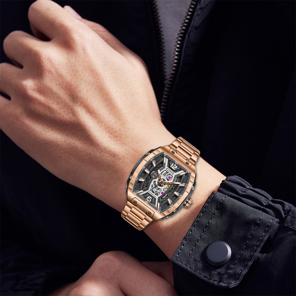 (預購)【Bonest Gatti 布加迪】BG5601 酒桶款 精鋼錶殼 鏤空 夜光 藍寶石 機械 手錶