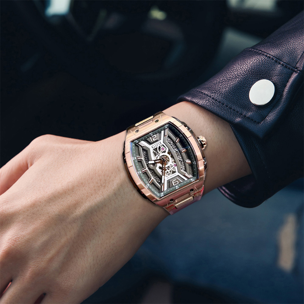 (預購)【Bonest Gatti 布加迪】BG5601 酒桶款 精鋼錶殼 鏤空 夜光 藍寶石 機械 手錶