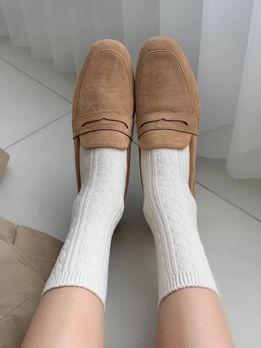 學院風麻花針織感中筒襪 / 4色