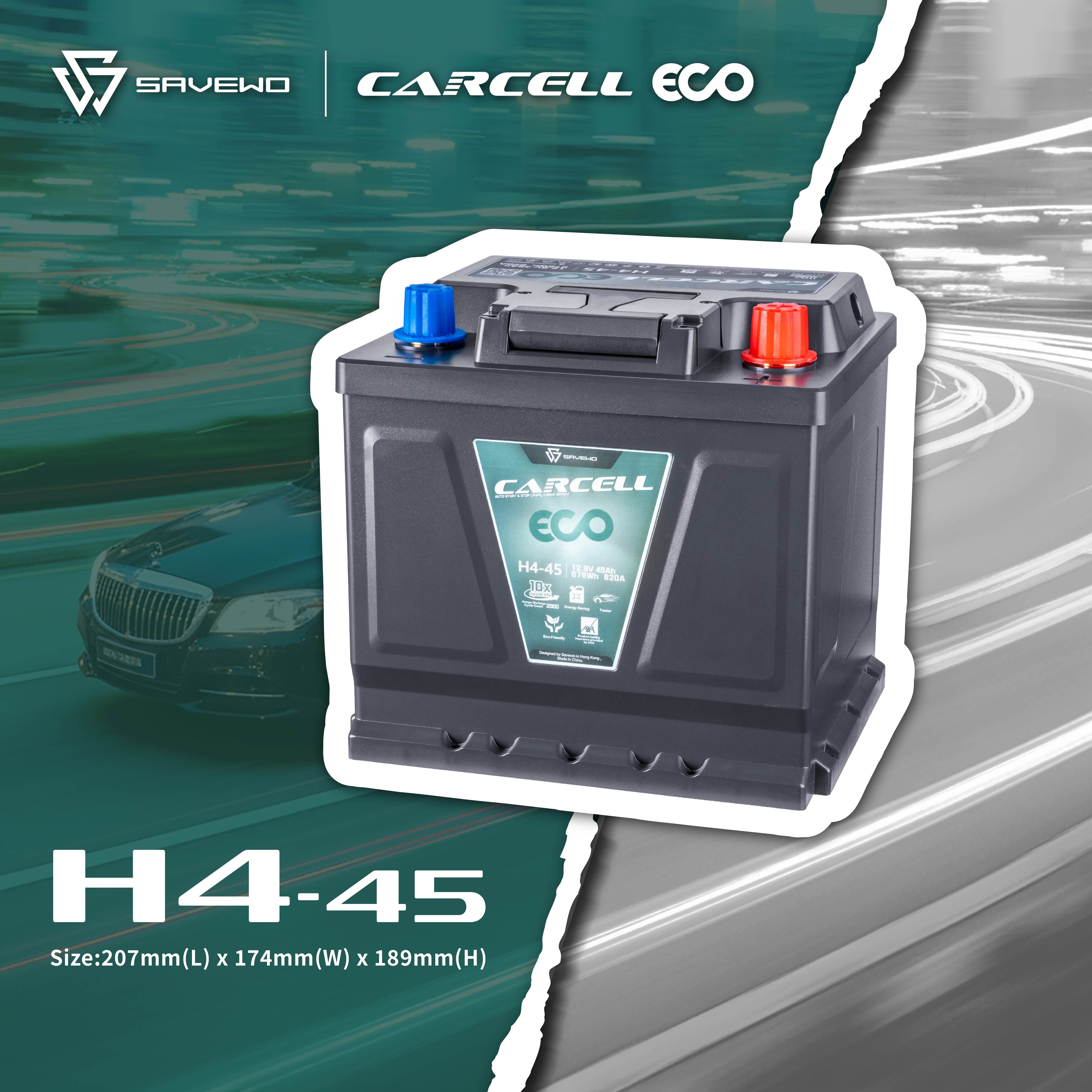 *原價$1799，預訂價$1499* SAVEWO CarCell ECO H4-45 救世汽車電池