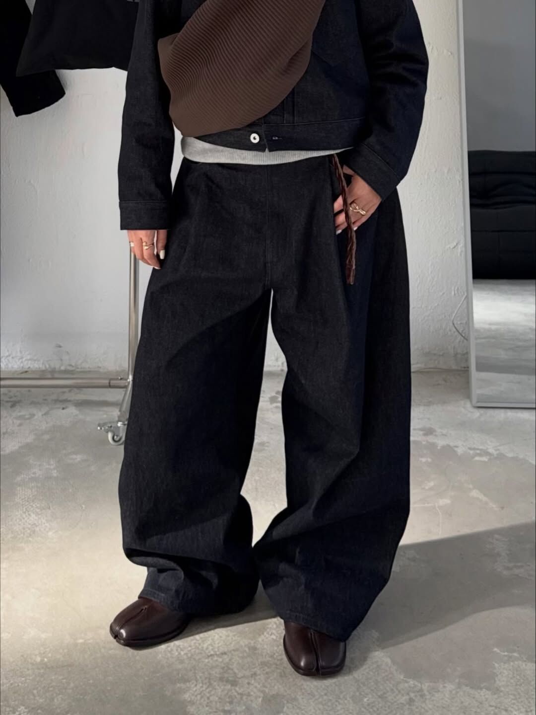 6cRAyon 11.3Oz Non-Fade Baggy Denim Pants 打褶牛仔褲