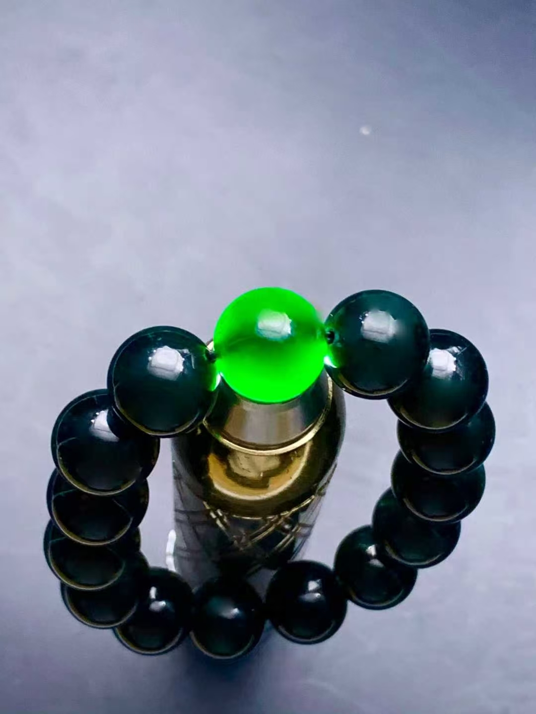 翡翠墨翠手串 (12.4mm直徑),天然翡翠A玉, 緬甸玉, Jade, Jadeite