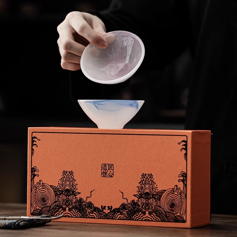 潑墨琉璃斗笠對杯【禮盒裝】