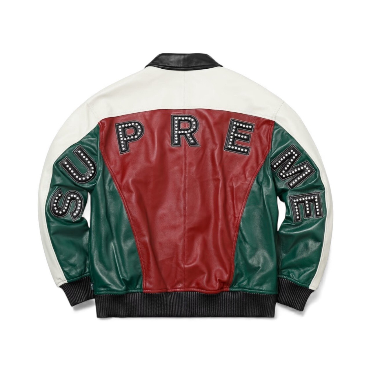SUPREME SS18 STUDDED ARC LOGO LEATHER JACKET SIZE XL