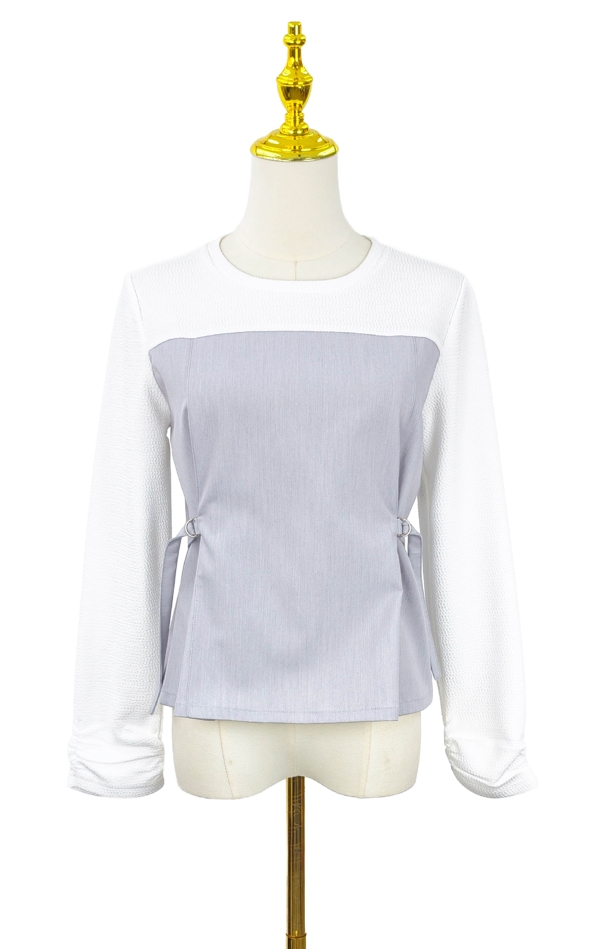 D字扣腰帶假兩件上衣 LT0352