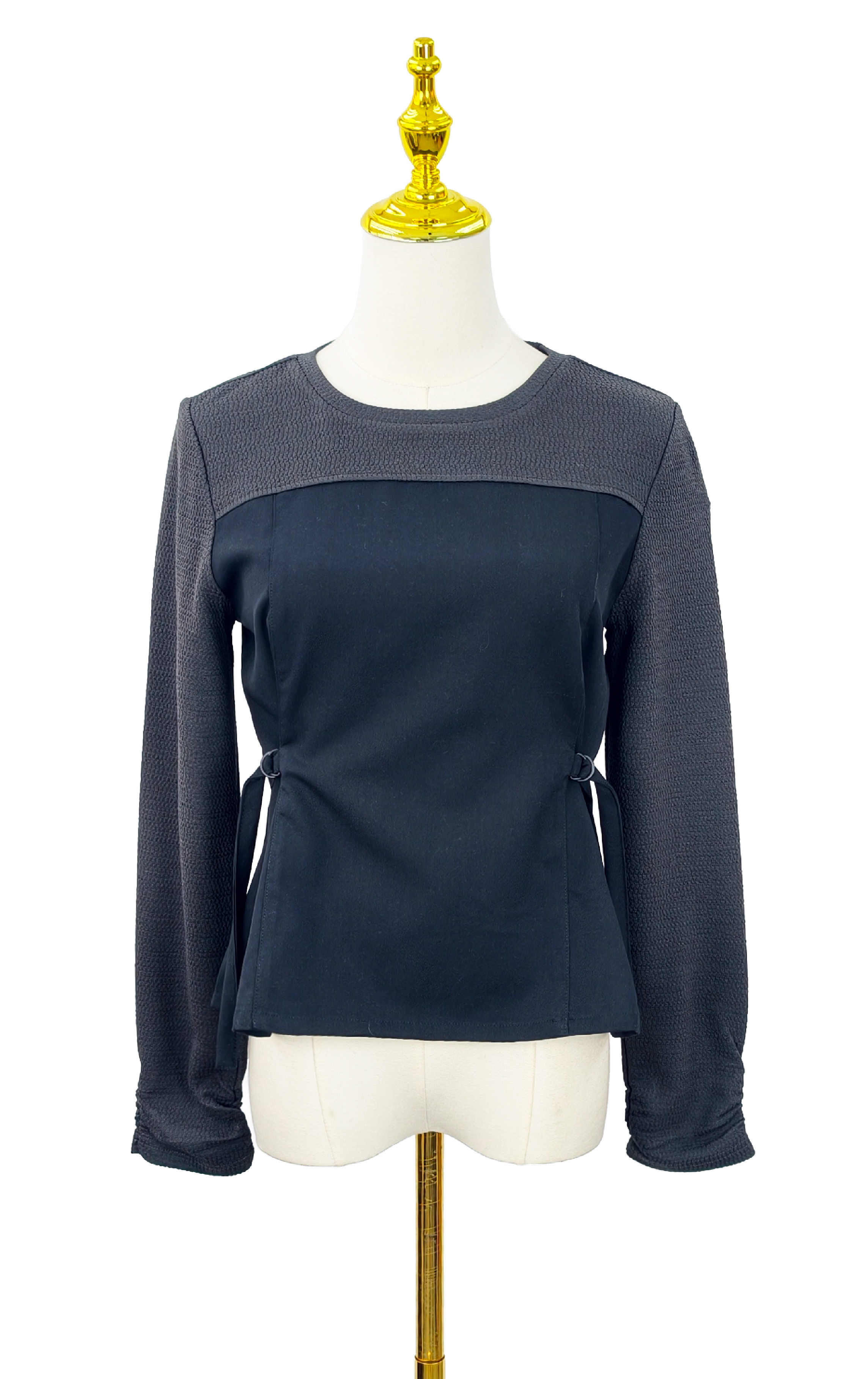 D字扣腰帶假兩件上衣 LT0352