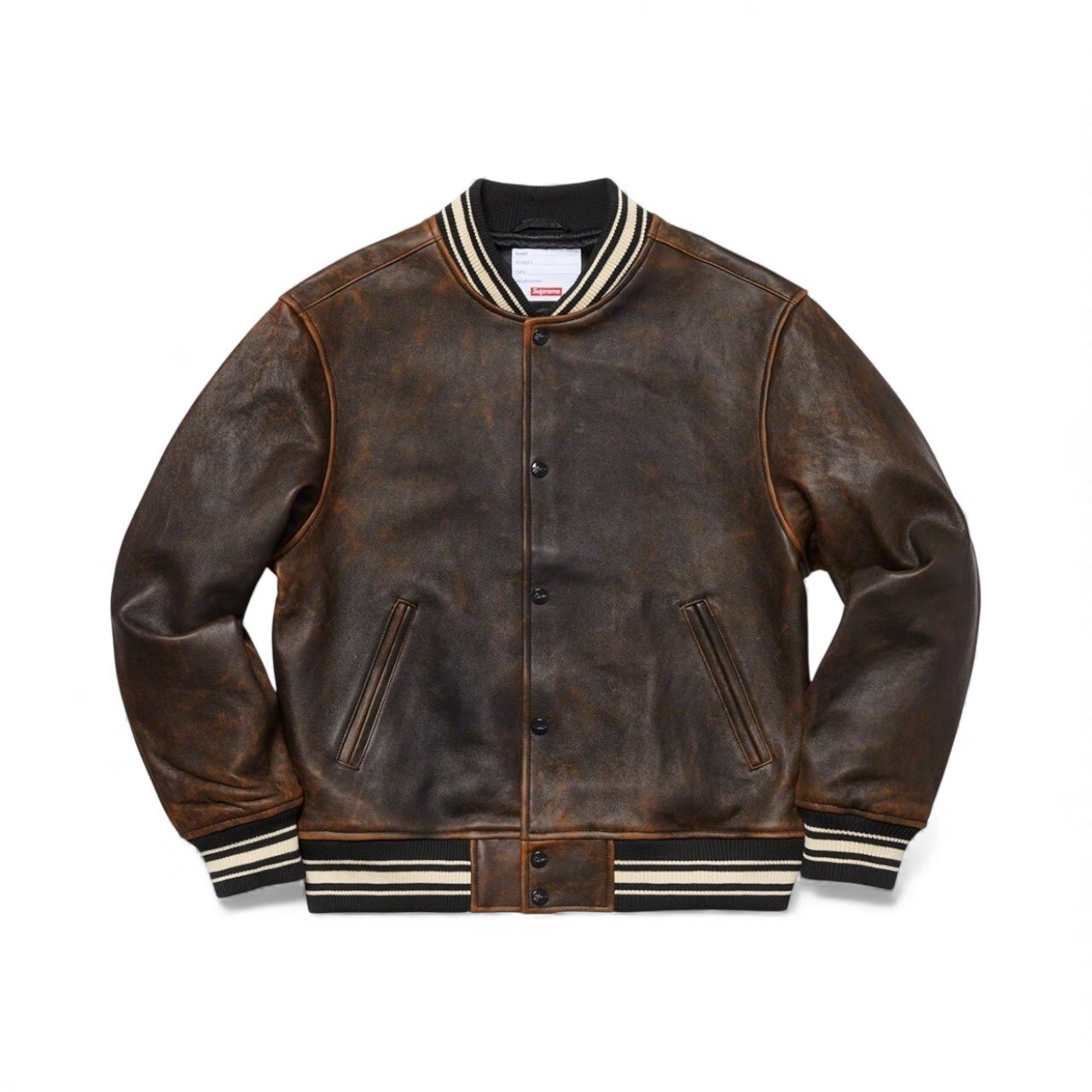 SUPREME SS19 JACKET LEATHER VARSITY JACKET SIZE M
