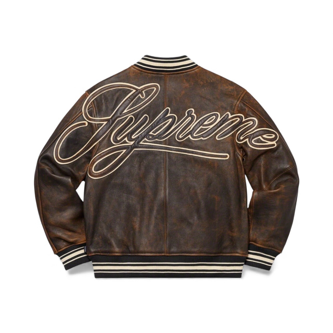SUPREME SS19 JACKET LEATHER VARSITY JACKET SIZE M