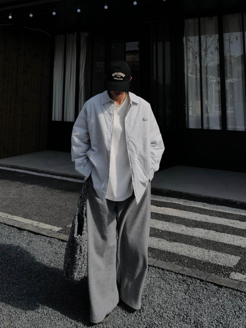 刺繡條紋棉襖男友襯衫外套*2色