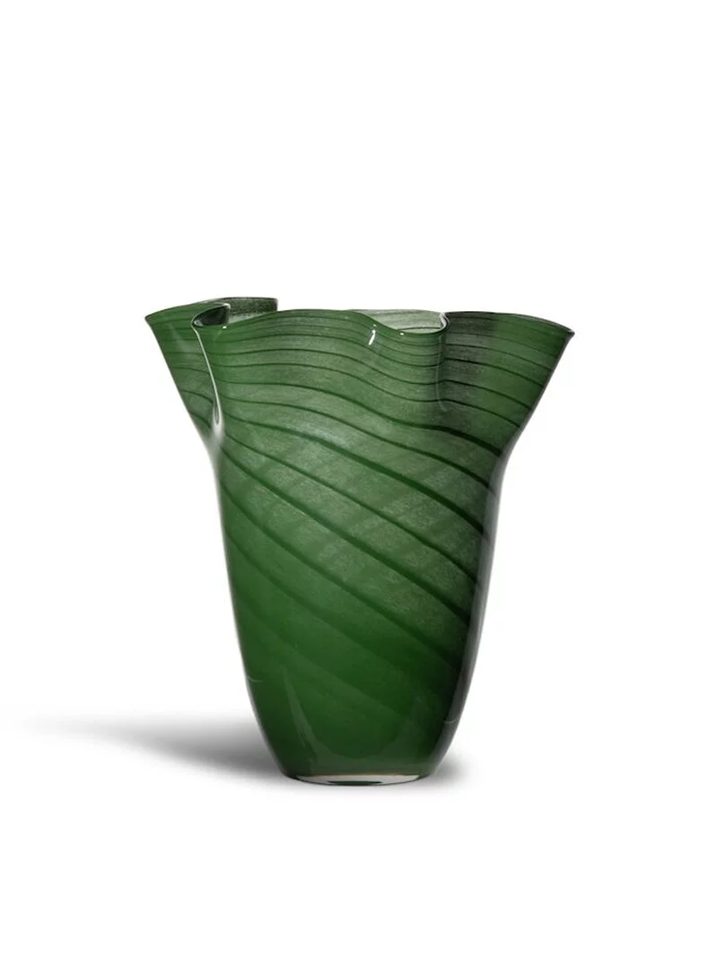 ByOn - Tiggy 波浪花瓶,口吹玻璃工藝,特殊美麗的綠色系花瓶,波浪設計如同大片搖曳的樹葉
