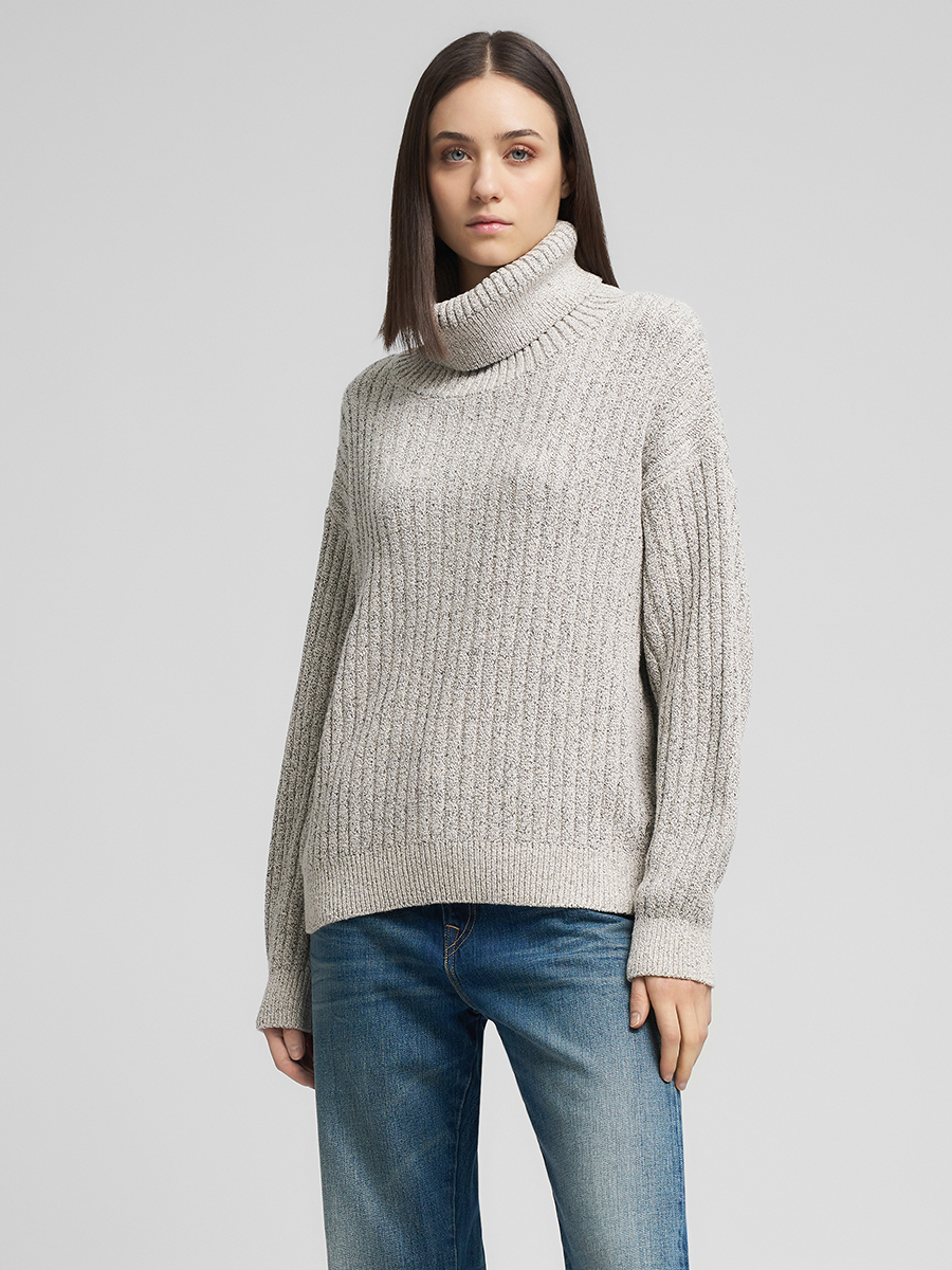 落肩高領針織上衣