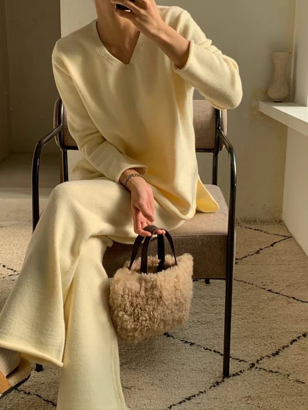 可愛泰迪QQ毛黑色提把托特包 / 2色