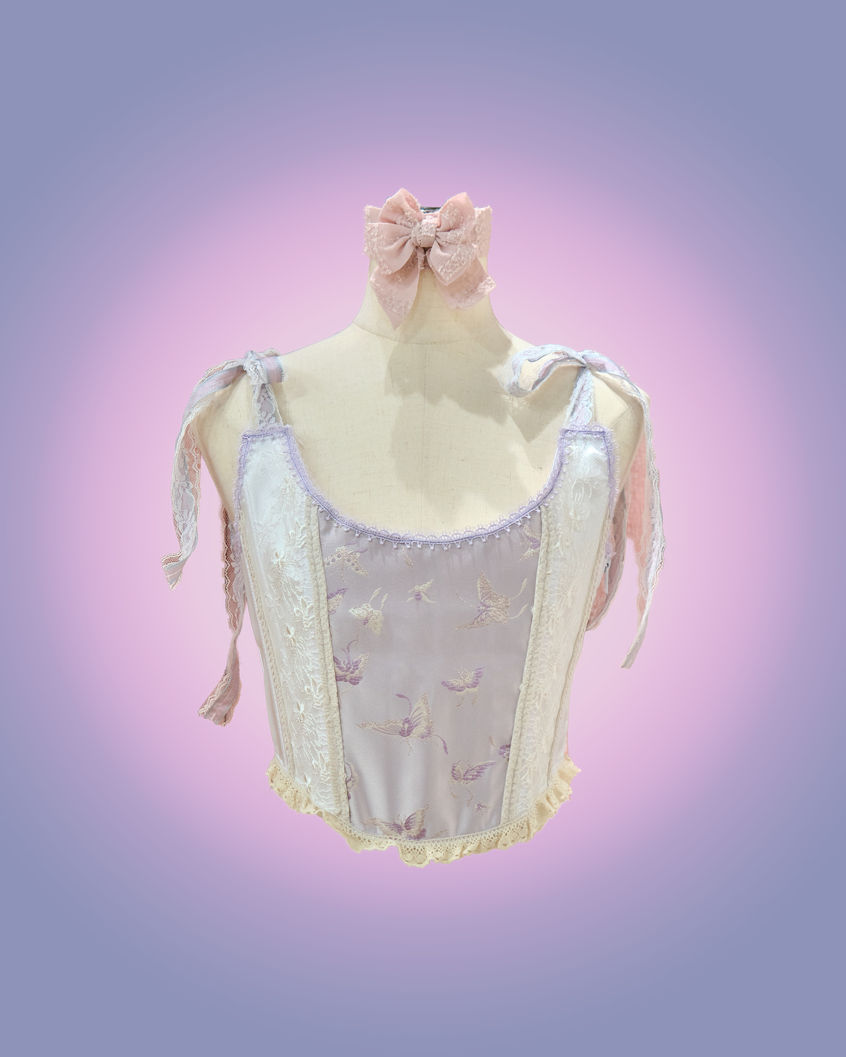 Blooming Letter Lilac Lace & Silks Corset Top