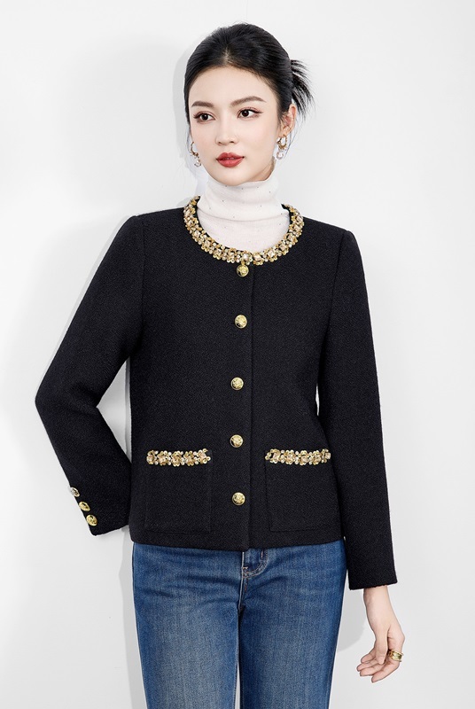 小香風亮片毛呢外套 黑色