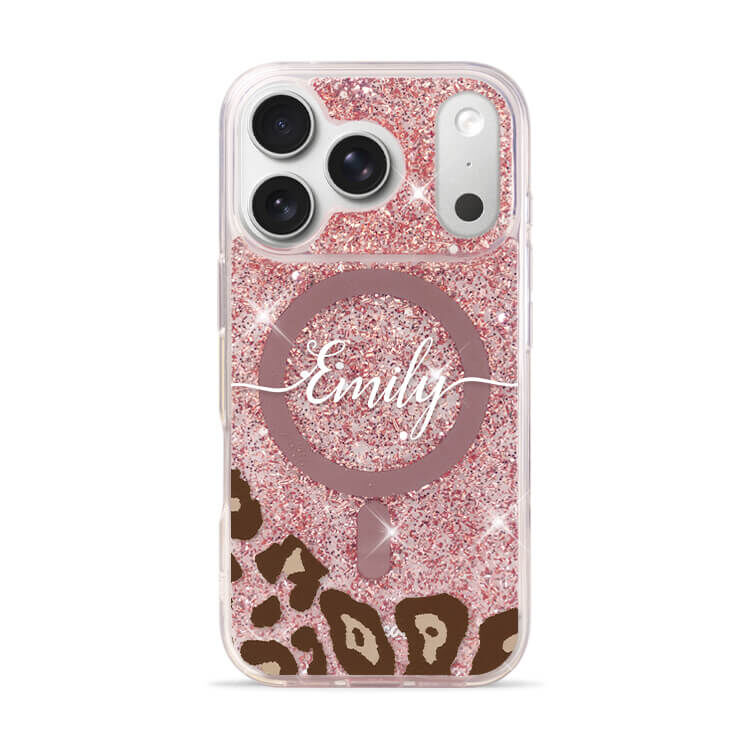 法式豹紋 玫瑰金貝拉殼 (MagSafe) - (訂製名字) iPhone客製化手機殼