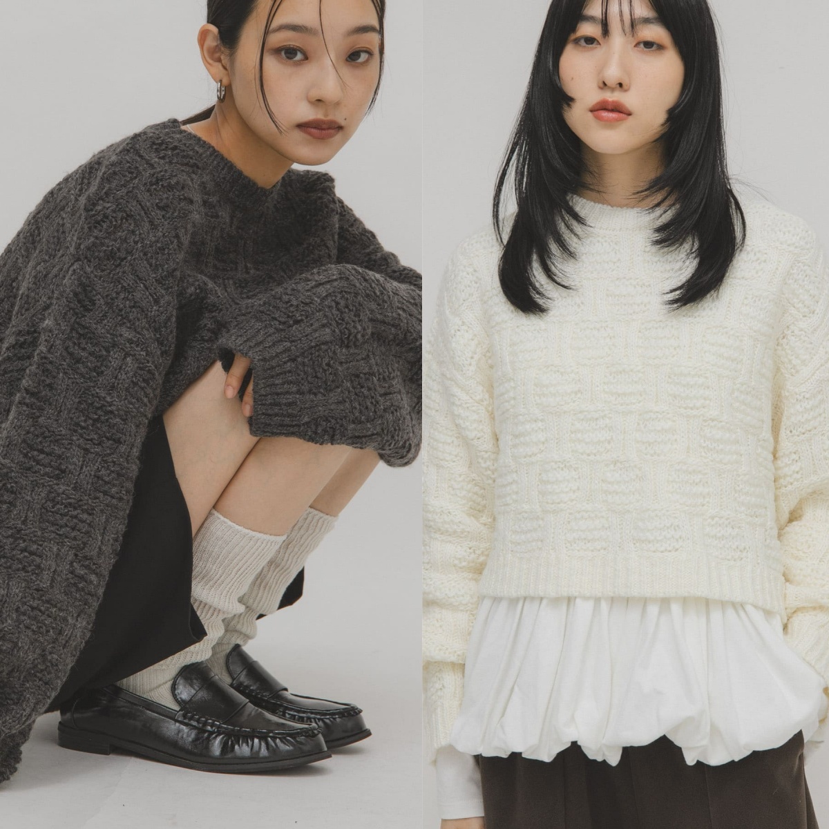 先行特價預購┃日本 KBF 網格紋 針織衫 短版 長版