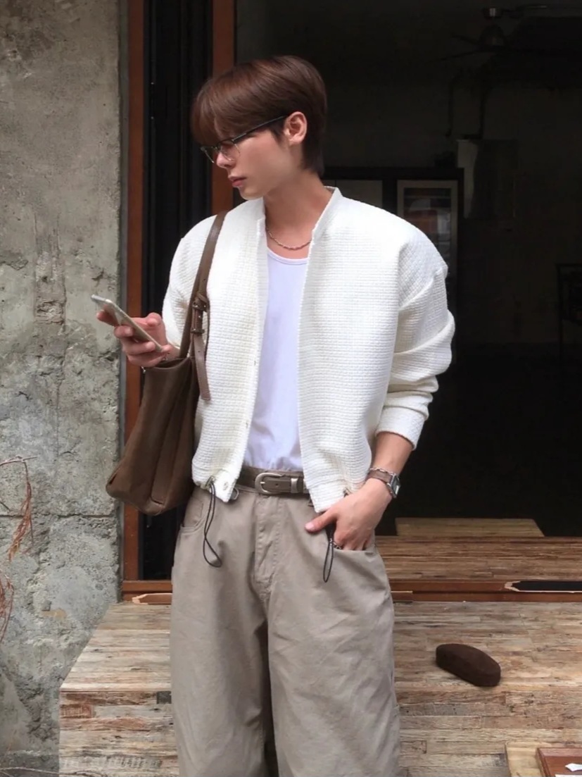 巴斯花呢短版開襟衫