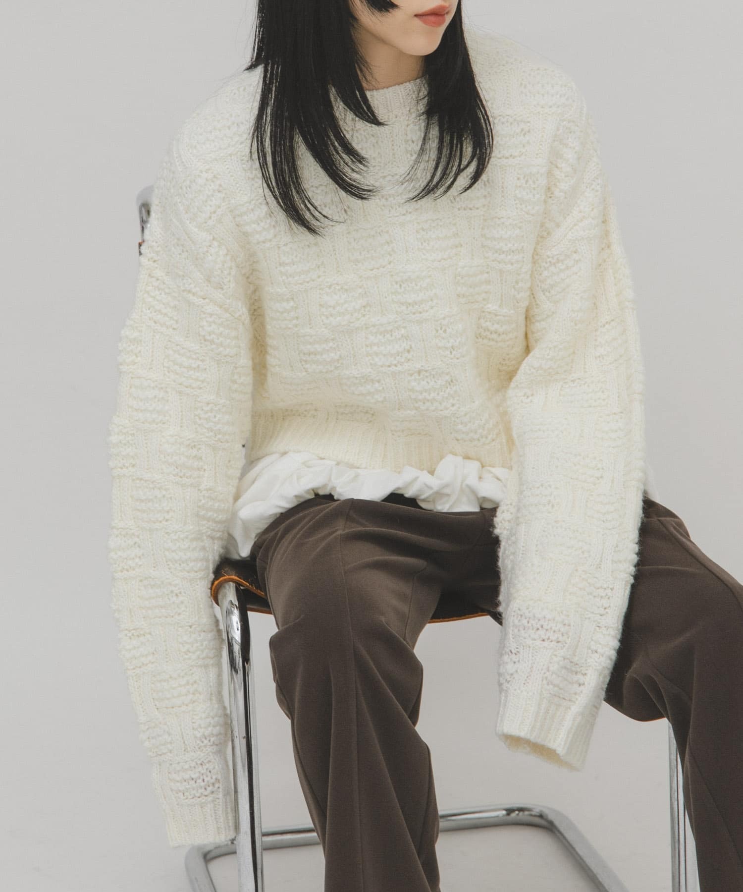 先行特價預購┃日本 KBF 網格紋 針織衫 短版 長版