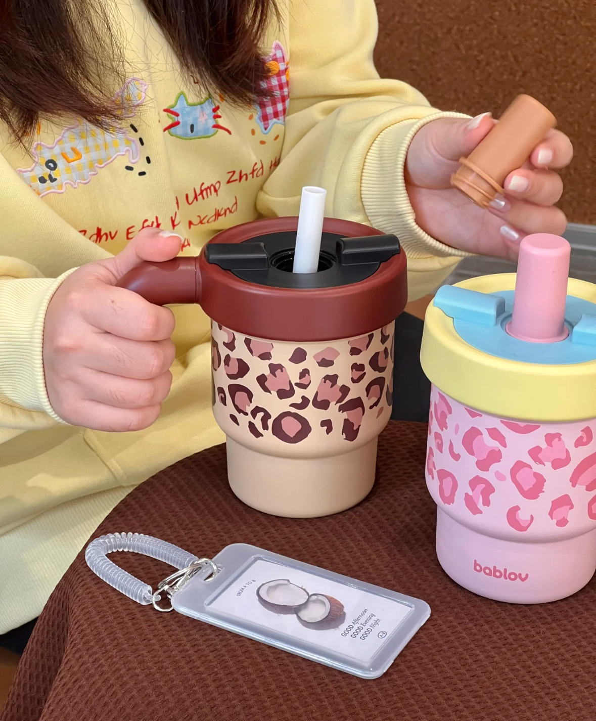 Bablov 豹紋吸管杯 大容量 冰霸杯 粗吸管 610ml 水杯 4色/預購