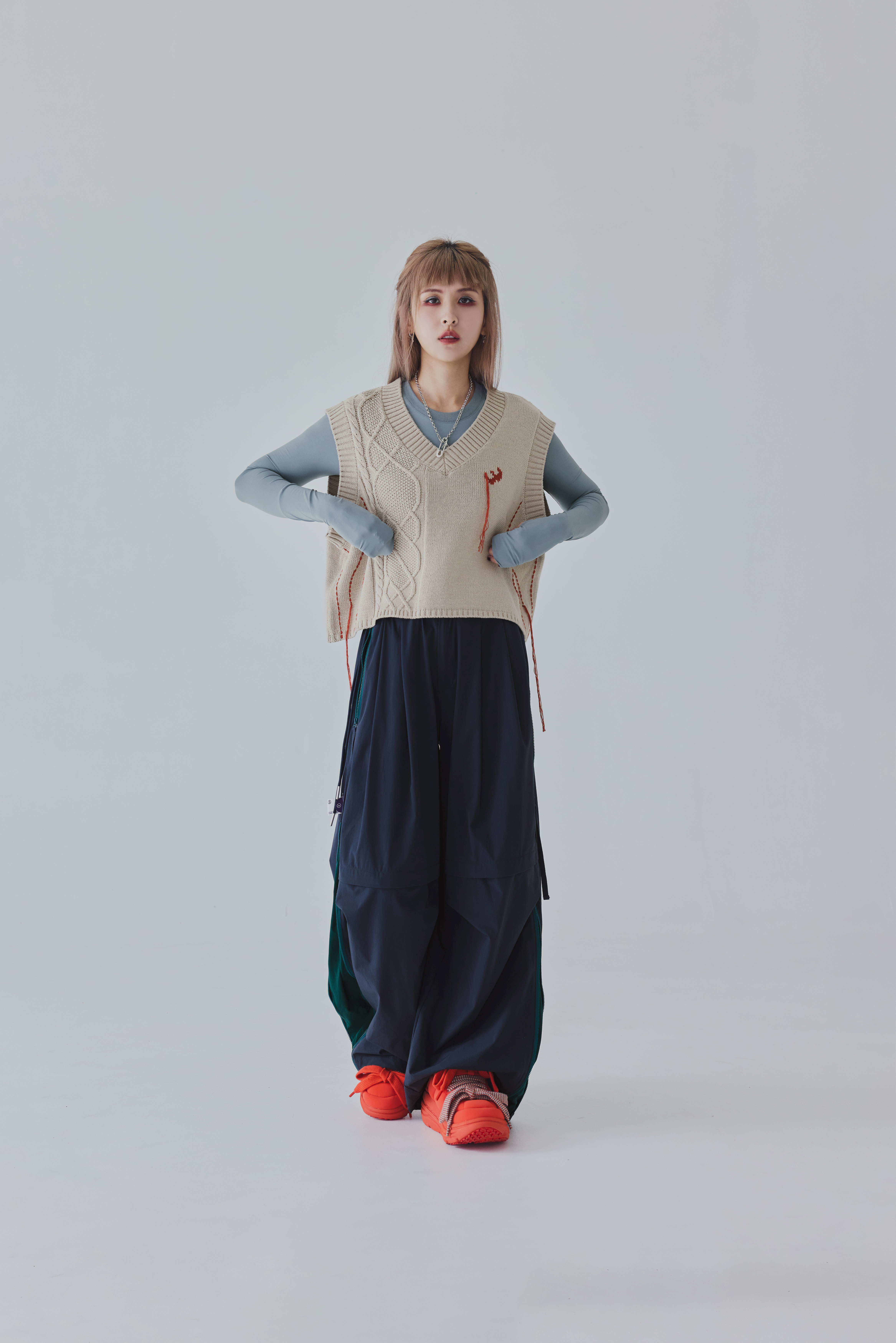 Colorblock Zipper Trousers｜Deep Ocean