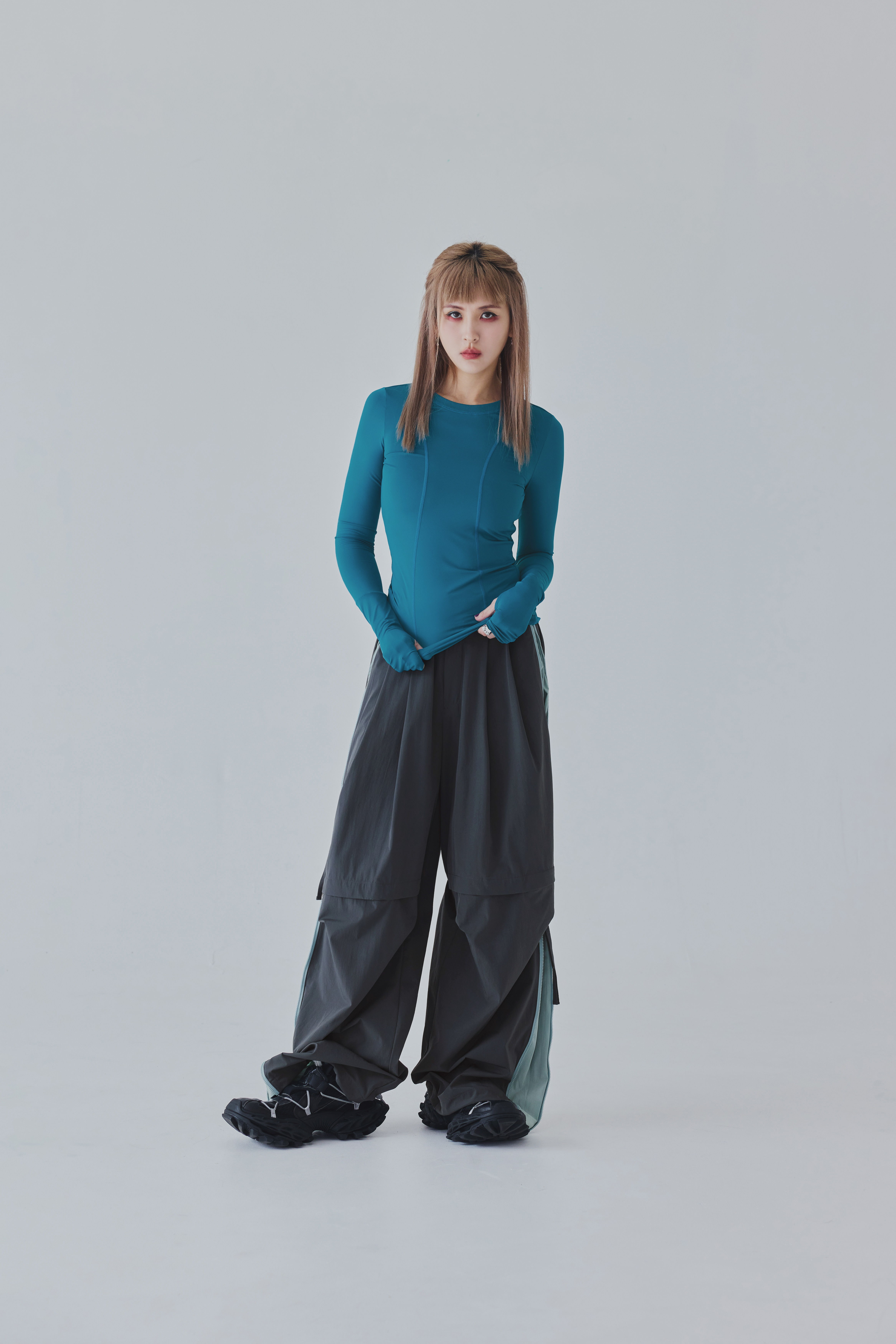 Colorblock Zipper Trousers｜Deep Forest