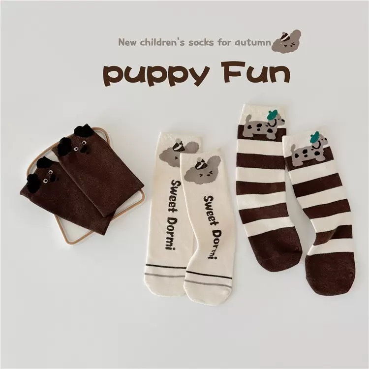 棕色條紋狗狗襪