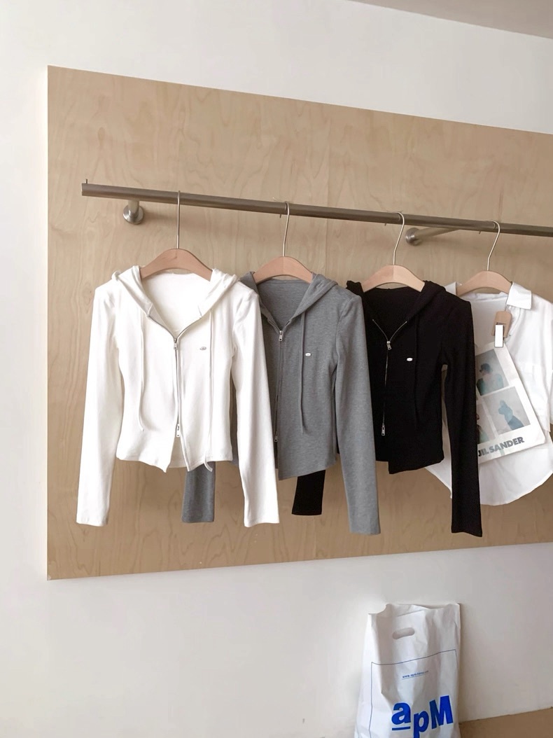 磨毛蕾絲假兩件連帽上衣/三色