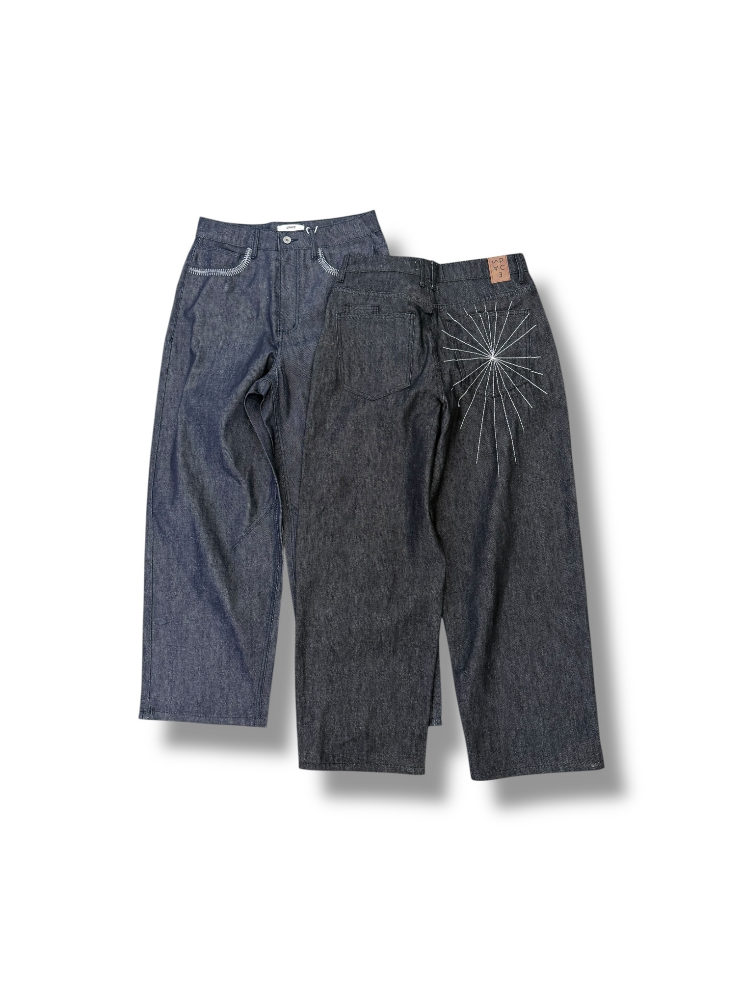 Symphony 褲子-原色丹寧牛仔褲 刺繡工藝-（黑/藍）