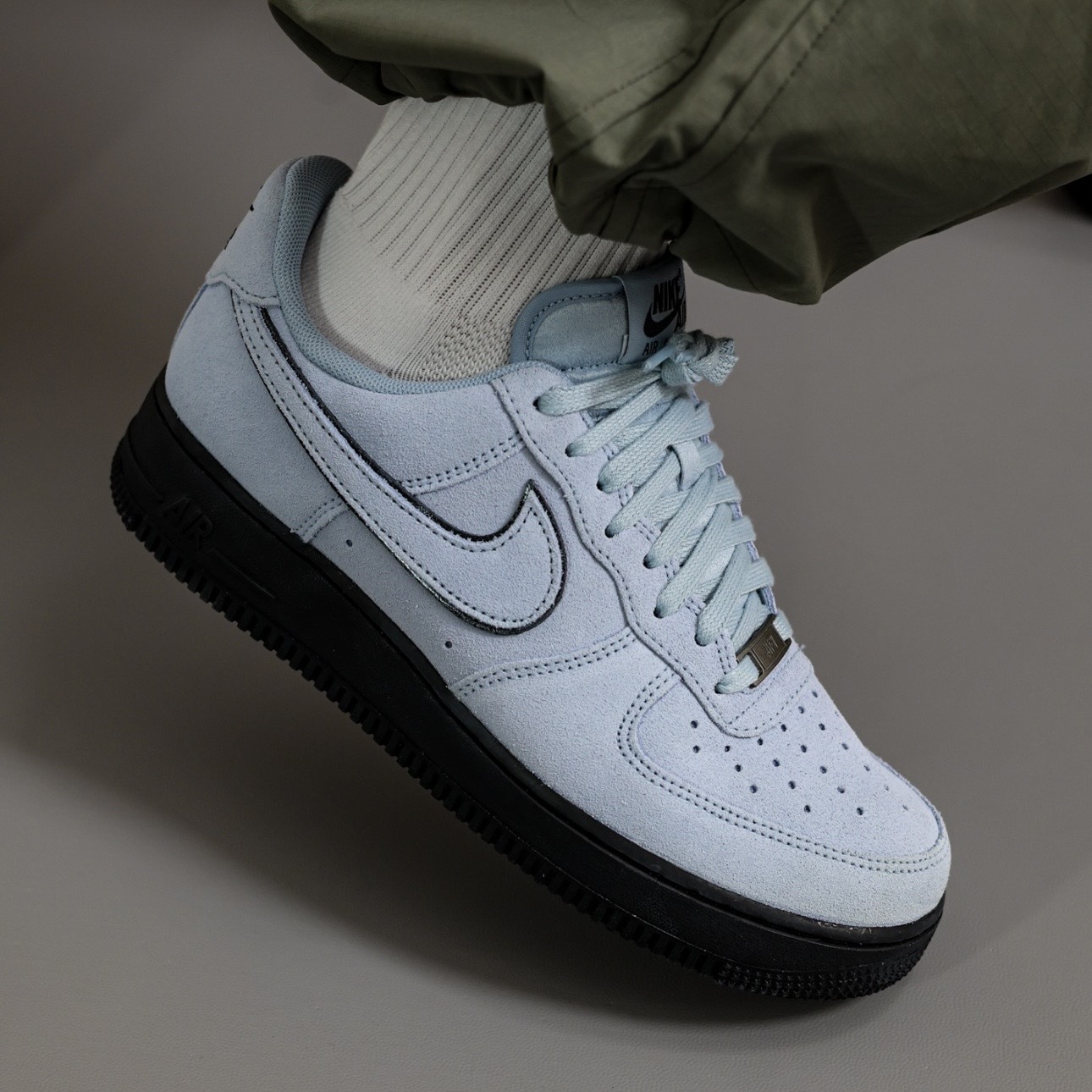 NIKE AIR FORCE 1 霧霾藍 黑藍 麂皮 男鞋 HQ1966-400