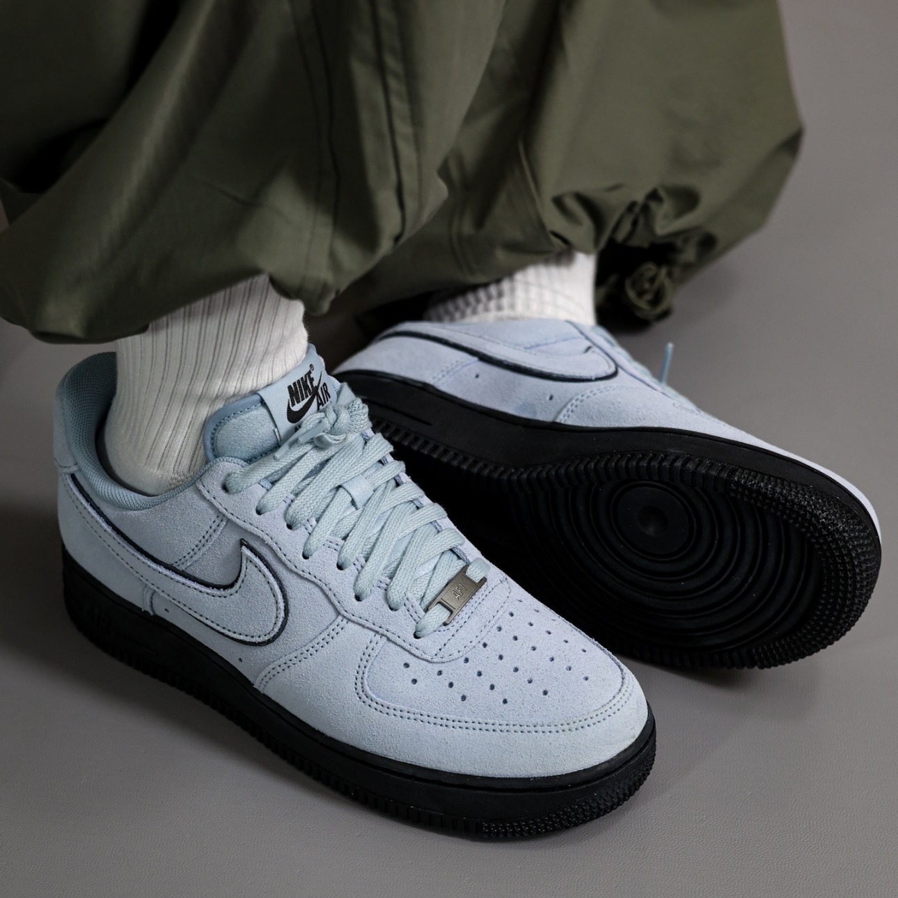 NIKE AIR FORCE 1 霧霾藍 黑藍 麂皮 男鞋 HQ1966-400