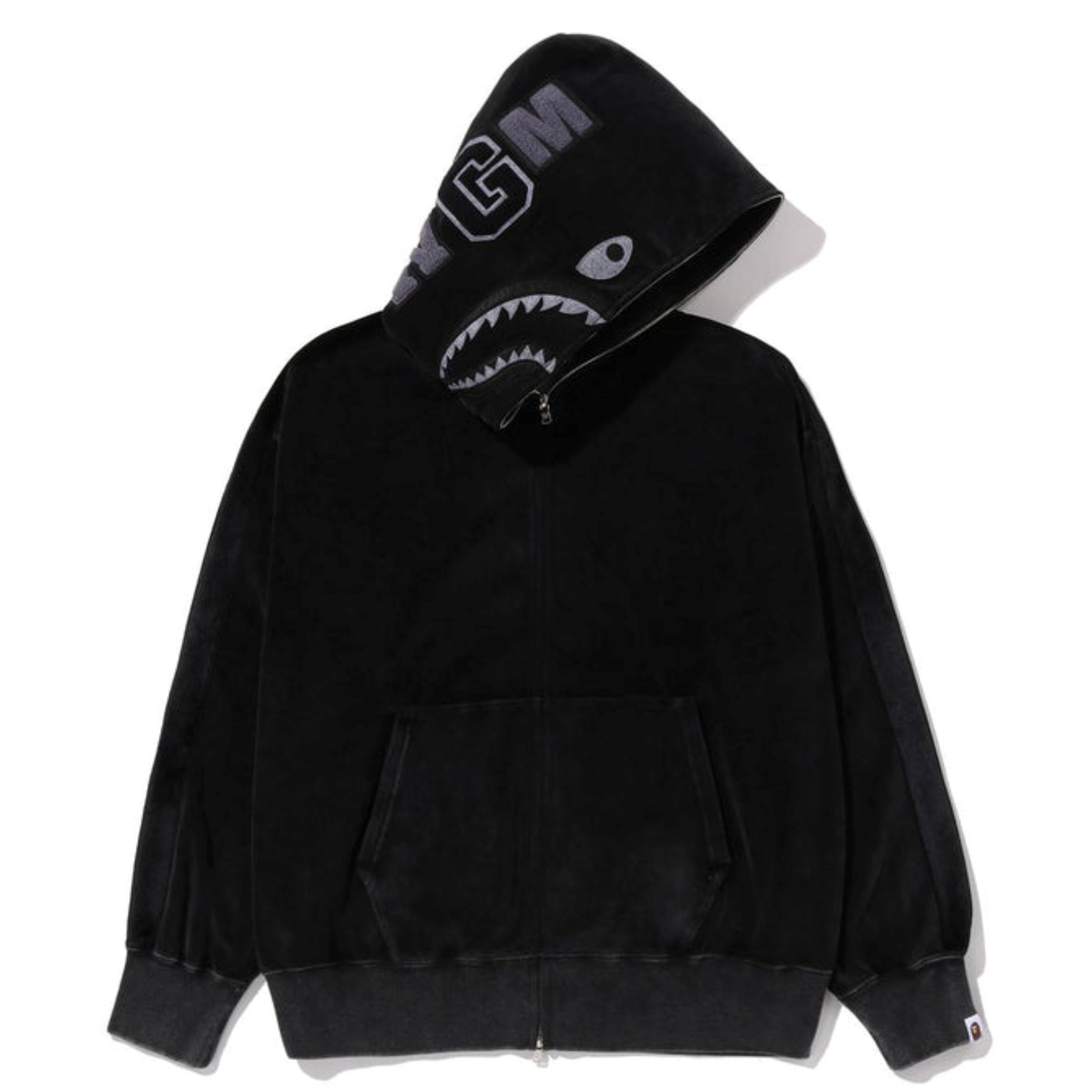 2025AW A BATHING APE BAPE x SNOW WASH SHARK RELAXED FIT FULL ZIP HOODIE 水洗 寬版 鯊魚 連帽 外套 現貨 1L70-180-001